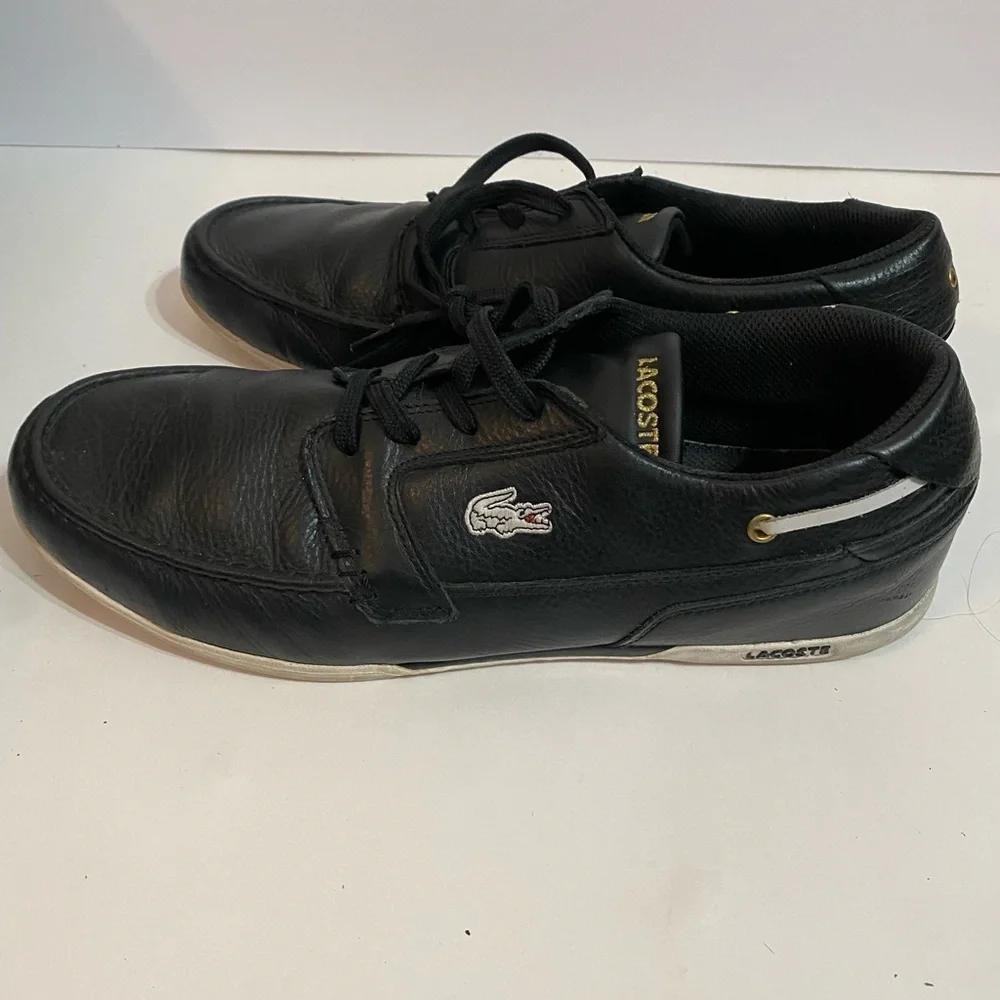 Lacoste Men's Black Leather Shoes Size 12